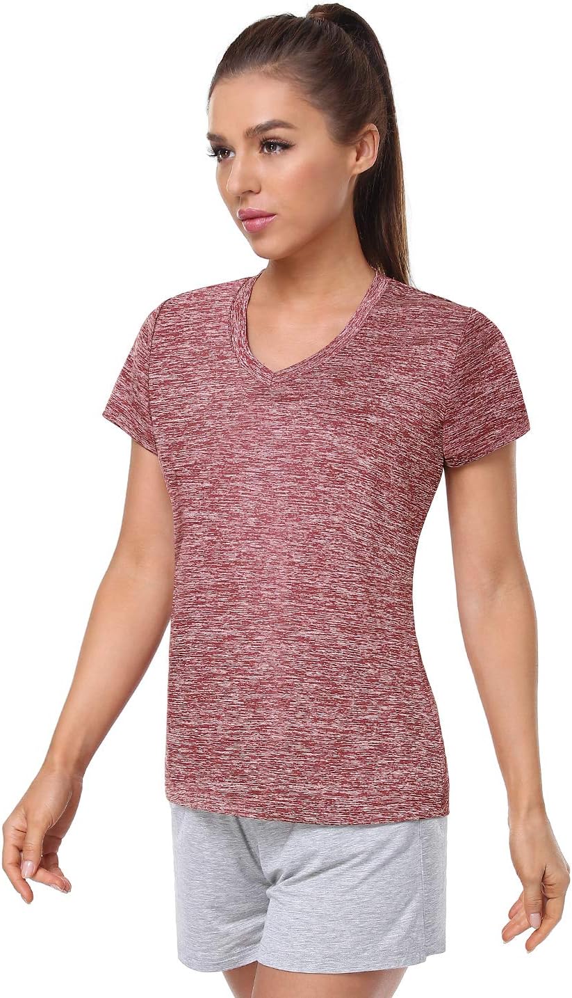 5-Pack Women'S Short Sleeve Dry Fit T-Shirt Moisture Wicking V-Neck Tee | Exercise Yoga Tees,Dry Fit Gym Shirts,Quick Dry Workout Tops