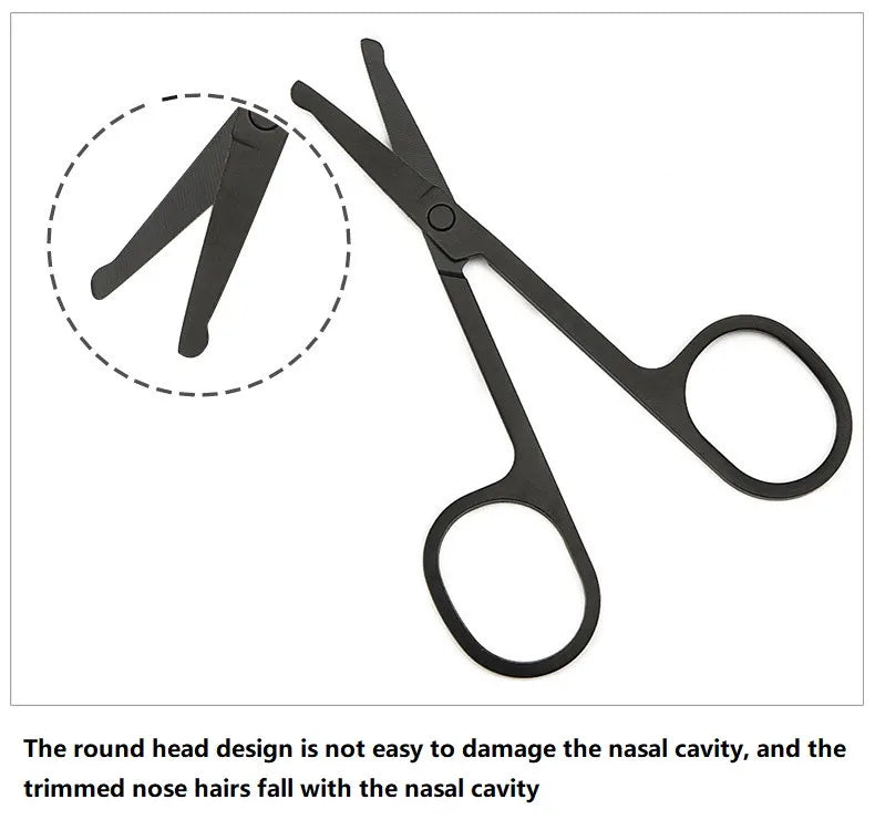 Nose Hair Scissors Mini Stainless Steel round Head Beauty Trimmer Nose Hair Trimmer Portable Ergonomics Nose Hair Cutter