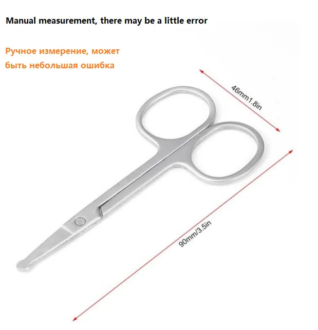 Nose Hair Scissors Mini Stainless Steel round Head Beauty Trimmer Nose Hair Trimmer Portable Ergonomics Nose Hair Cutter