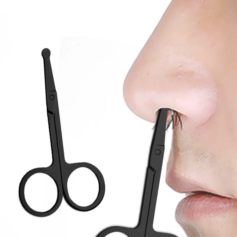 Nose Hair Scissors Mini Stainless Steel round Head Beauty Trimmer Nose Hair Trimmer Portable Ergonomics Nose Hair Cutter