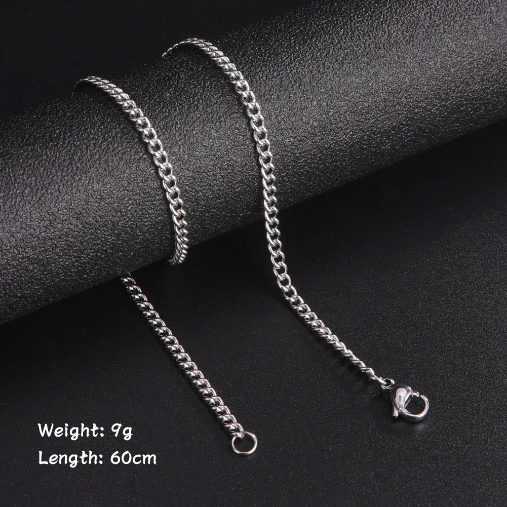 Skyrim Fashion 60Cm Long Box Chain Necklace Men Stainless Steel Black Gold Color Link Chains Basic Punk Jewelry Wholesale